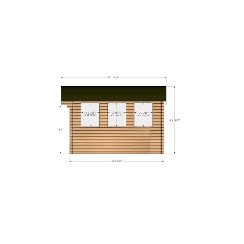 Shire Kilburn 9' 9" x 11' 9" Curved Log Cabin - Premium 44mm Cladding Tongue & Groove