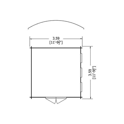 Shire Kilburn 11' 9" x 11' 9" Curved Log Cabin - Premium 28mm Cladding Tongue & Groove with Assembly