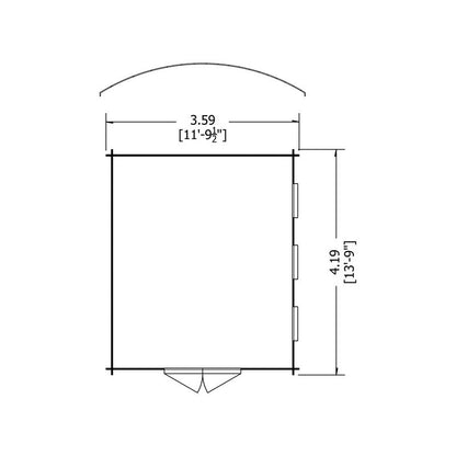 Shire Kilburn 11' 9" x 13' 8" Curved Log Cabin - Premium 28mm Cladding Tongue & Groove with Assembly