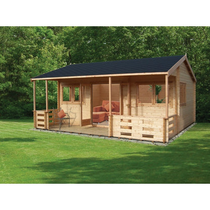 Shire Kingswood 17' 8" x 11' 9" Reverse Apex Log Cabin - Premium 44mm Cladding Tongue & Groove with Assembly