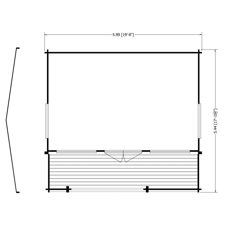 Shire Kingswood 17' 8" x 19' 4" Reverse Apex Log Cabin - Premium 70mm Cladding Tongue & Groove