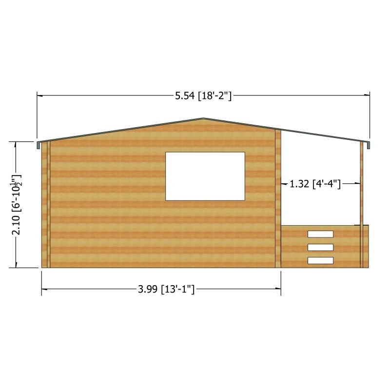 Shire Kingswood 17' 8" x 19' 4" Reverse Apex Log Cabin - Premium 44mm Cladding Tongue & Groove