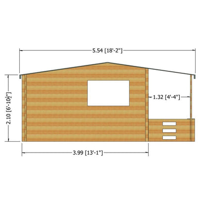 Shire Kingswood 17' 8" x 19' 4" Reverse Apex Log Cabin - Premium 70mm Cladding Tongue & Groove