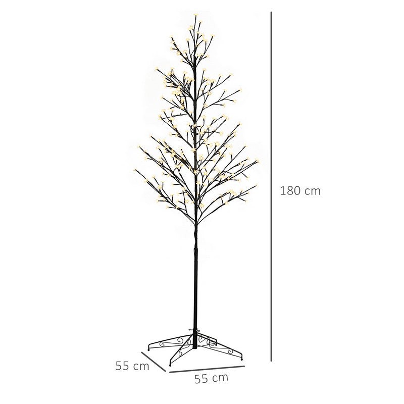 6ft Artificial Cherry Tree Light with Plug In 180 Warm White Pre-Lit LED light for Indoor and Covered Outdoor Use