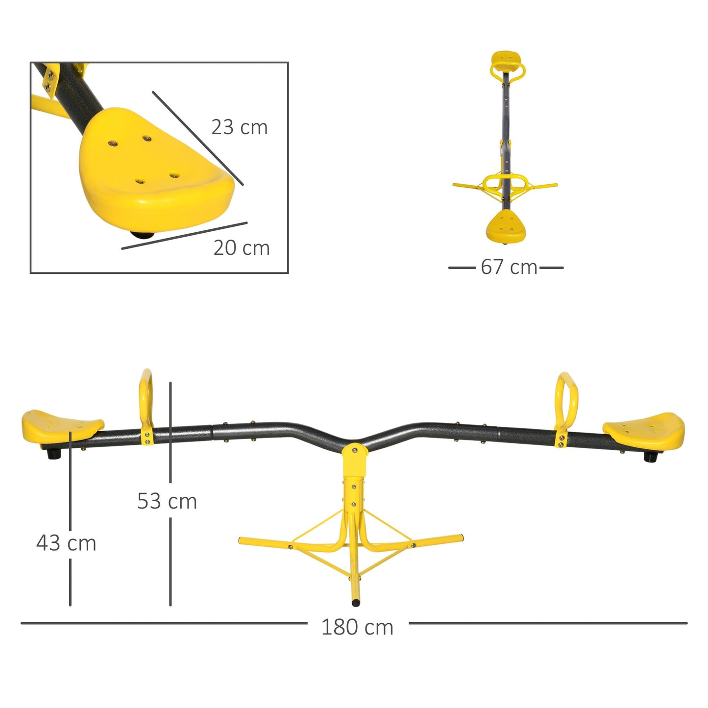 360° Rotating Kids Seesaw Metal Teeter-Totter Children Playground Equipment for Indoors and Outdoors