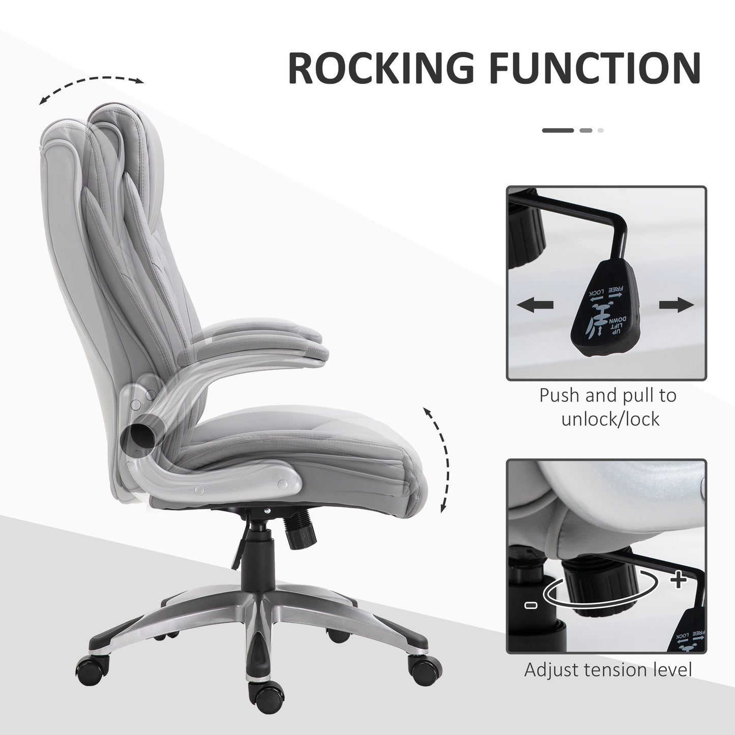 Vinsetto High Back Executive Office Chair Home Swivel PU Leather Ergonomic Chair