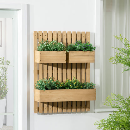 Wall-mounted Wooden Garden Planters with Trellis