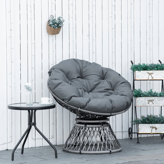 360° Swivel Rattan Papasan Moon Bowl Chair Round Lounge Garden Wicker Basket Seat with Padded Cushion Oversized for Outdoor Indoor