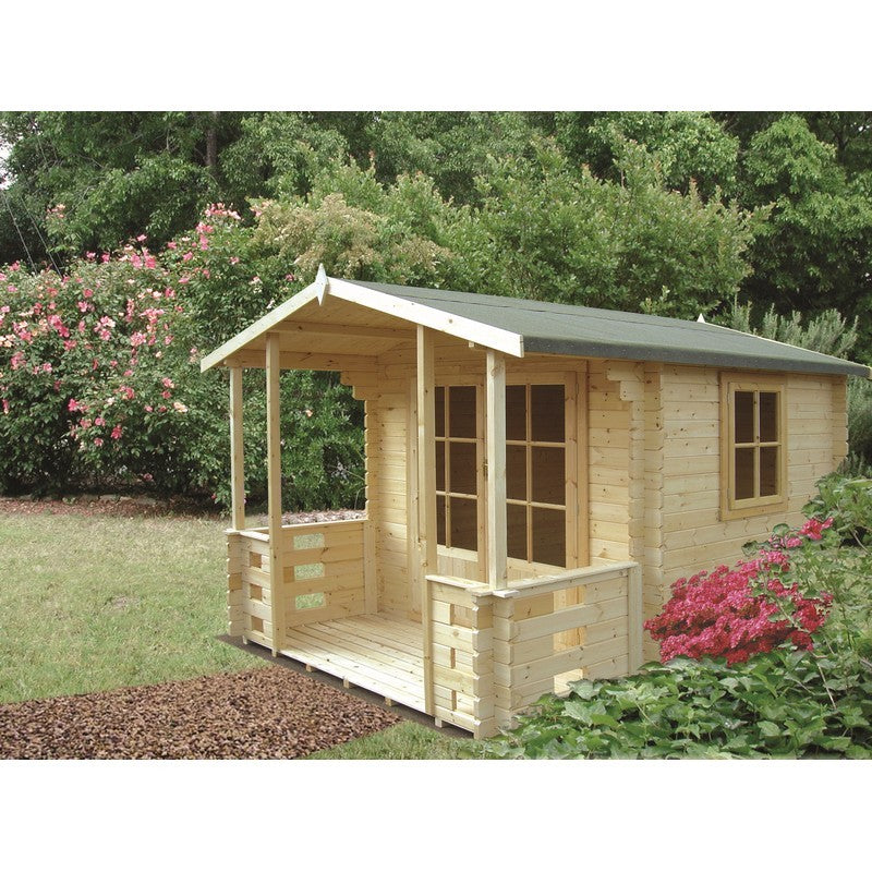 Shire Kesteven 9' 9" x 11' 9" Apex Log Cabin - Premium 44mm Cladding Tongue & Groove