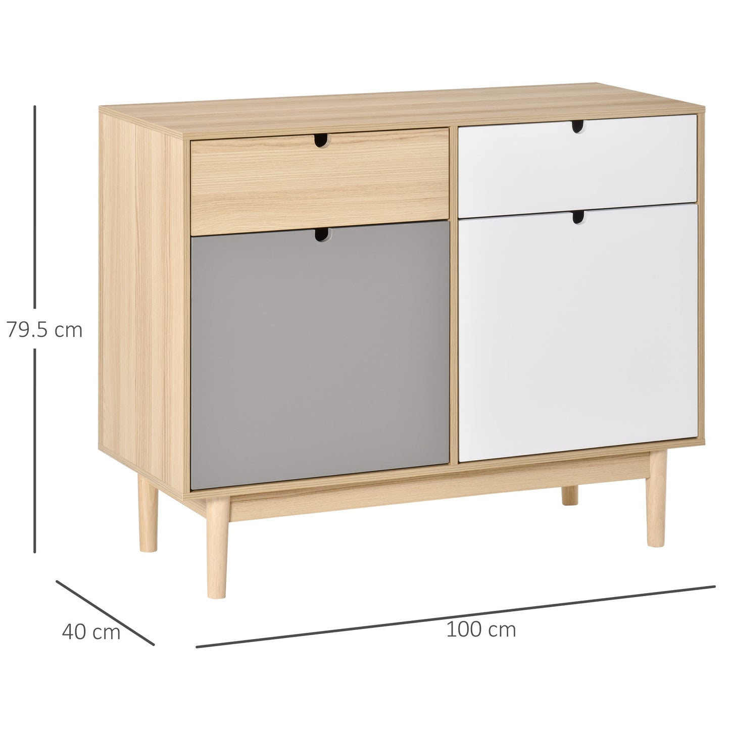 Homcom Sideboard Storage Cabinet Kitchen Cupboard with Drawers for Bedroom