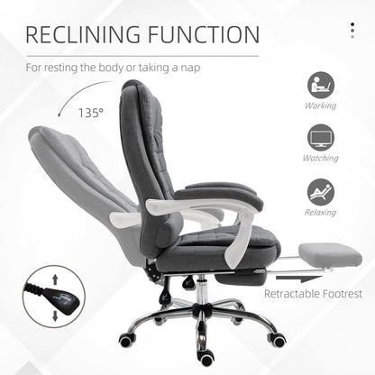 Vinsetto Office Chair with Footrest Computer Swivel Rolling Task Recliner for Home with Retractable Footrest