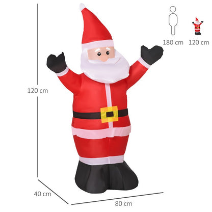 1.2m Inflatable Christmas Santa Claus Xmas Decoration 3 LED Holiday Air Blown Yard Outdoor Décor-Red