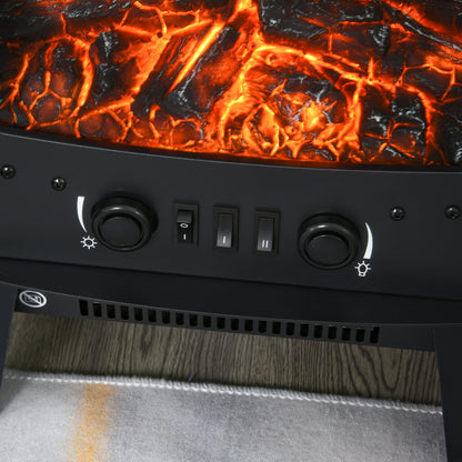 900W/1800W Tempered Glass Electric Fireplace Heater-Black