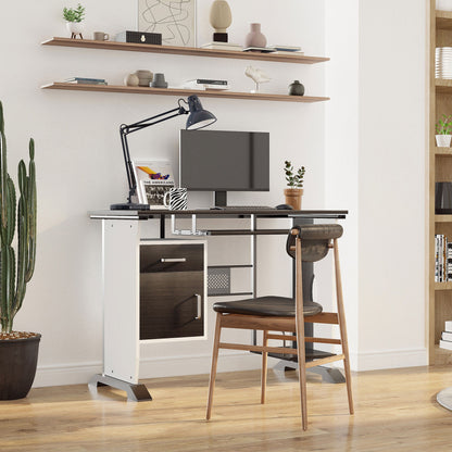 Computer Desk with Sliding Keyboard Tray Storage Drawers and Host Box Shelf Home Office Workstation Black walnut