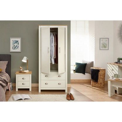 Lancaster Tall Wardrobe Cream 2 Doors 2 Drawers