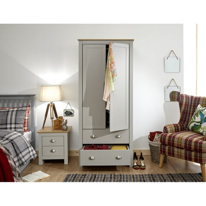 Lancaster Tall Wardrobe Grey 2 Doors 2 Drawers