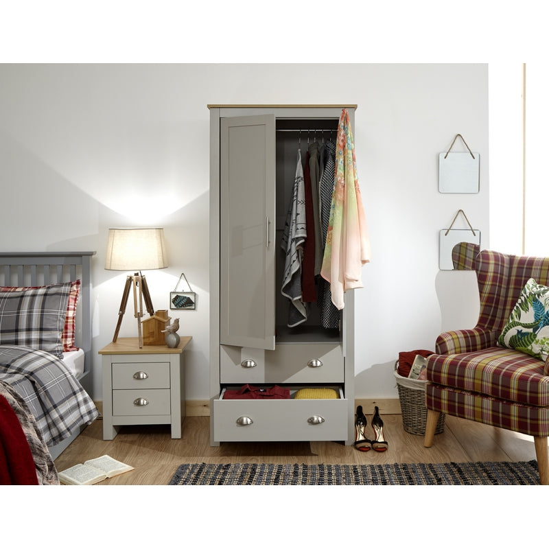 Lancaster Tall Wardrobe Grey 2 Doors 2 Drawers