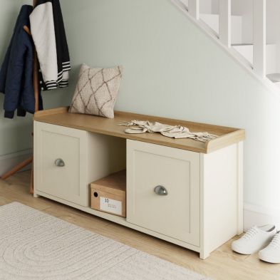 Lancaster Hall Bench Cream 2 Shelves