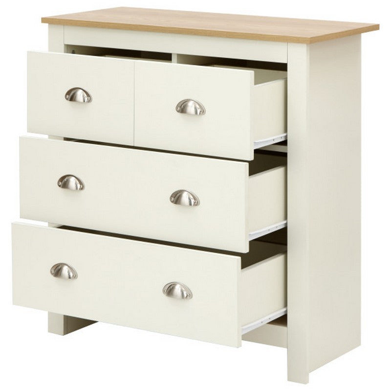 Lancaster Chest of Drawers Cream 4 Drawers