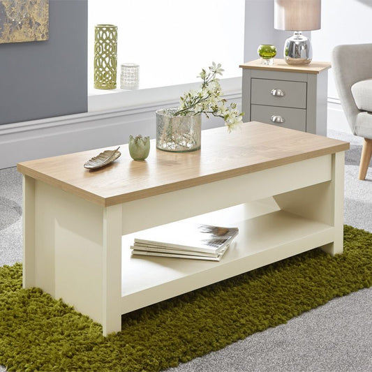 Lancaster Extending Coffee Table Cream 1 Shelf 105cm