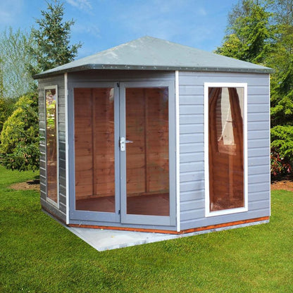 Shire Larkspur 8' 4" x 8' 4" Apex Summerhouse - Premium Dip Treated Shiplap