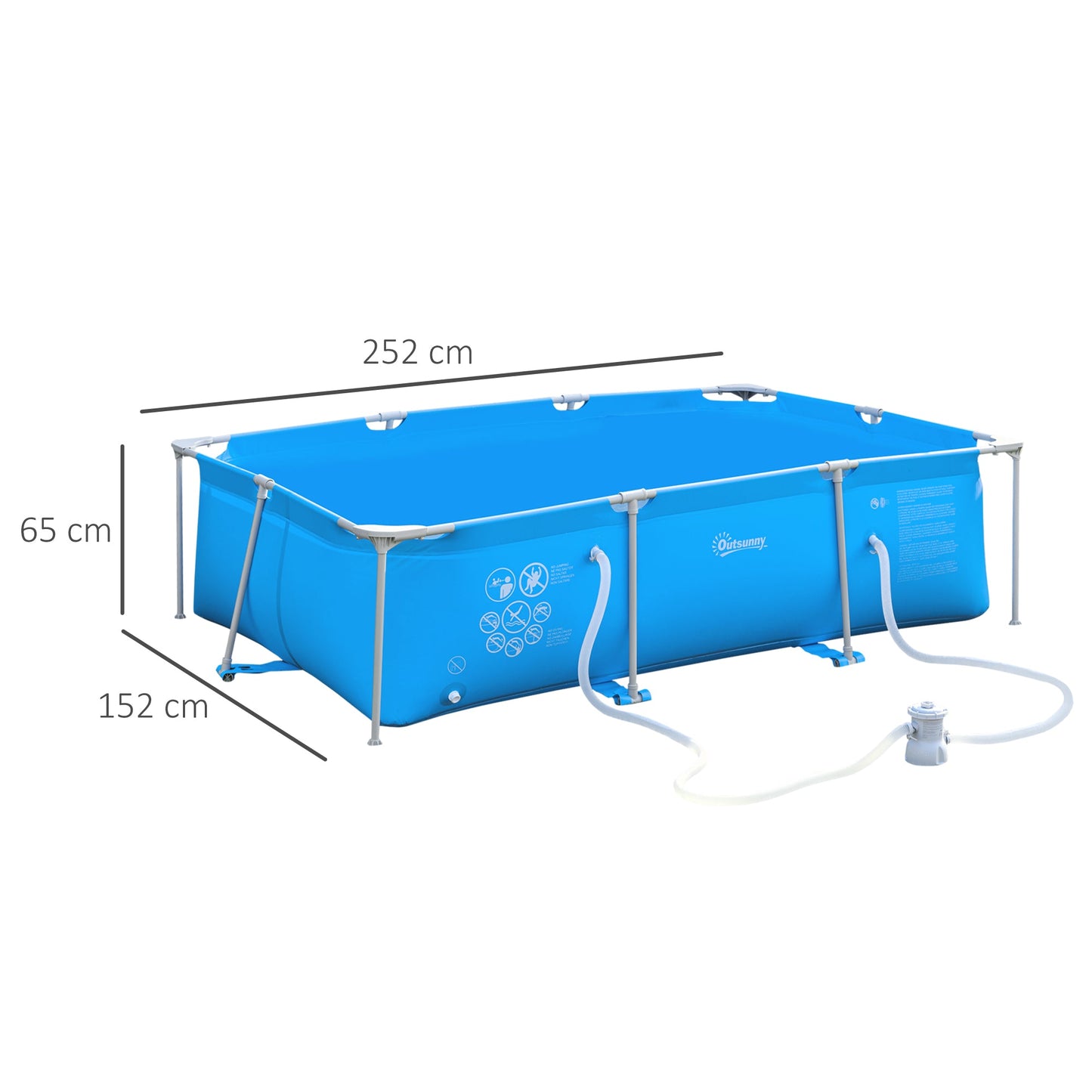 Steel Frame Swimming Pool w/ Filter Pump and Reinforced Sidewalls Rust Resistant