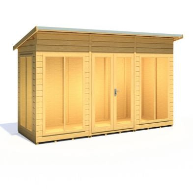 Shire Lela 4' 2" x 11' 8" Pent Summerhouse - Premium Dip Treated Shiplap