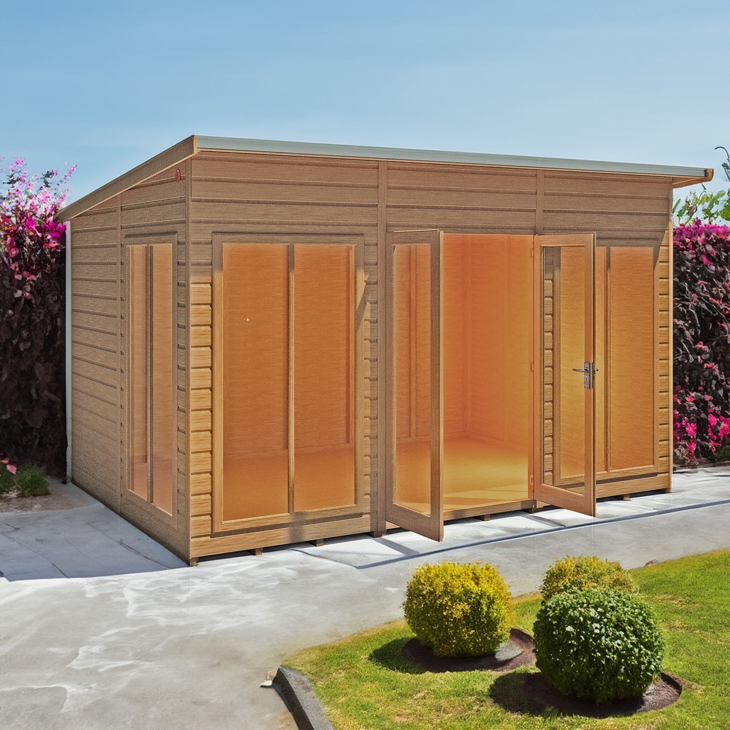 Shire Lela 8' 1" x 11' 8" Pent Summerhouse - Premium Dip Treated Shiplap