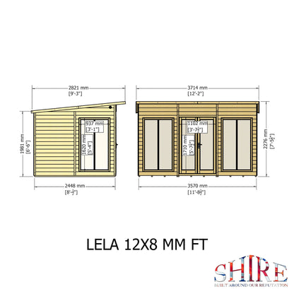 Shire Lela 8' 1" x 11' 8" Pent Summerhouse - Premium Dip Treated Shiplap