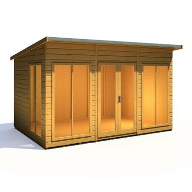 Shire Lela 8' 1" x 11' 8" Pent Summerhouse - Premium Dip Treated Shiplap