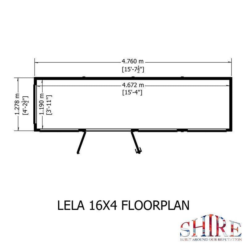 Shire Lela 4' 2" x 15' 7" Pent Summerhouse - Premium Dip Treated Shiplap