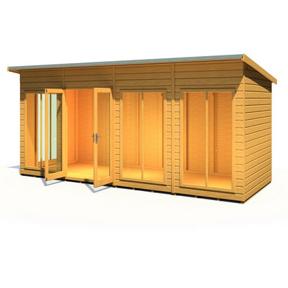 Shire Lela 6' 1" x 15' 7" Pent Summerhouse - Premium Dip Treated Shiplap