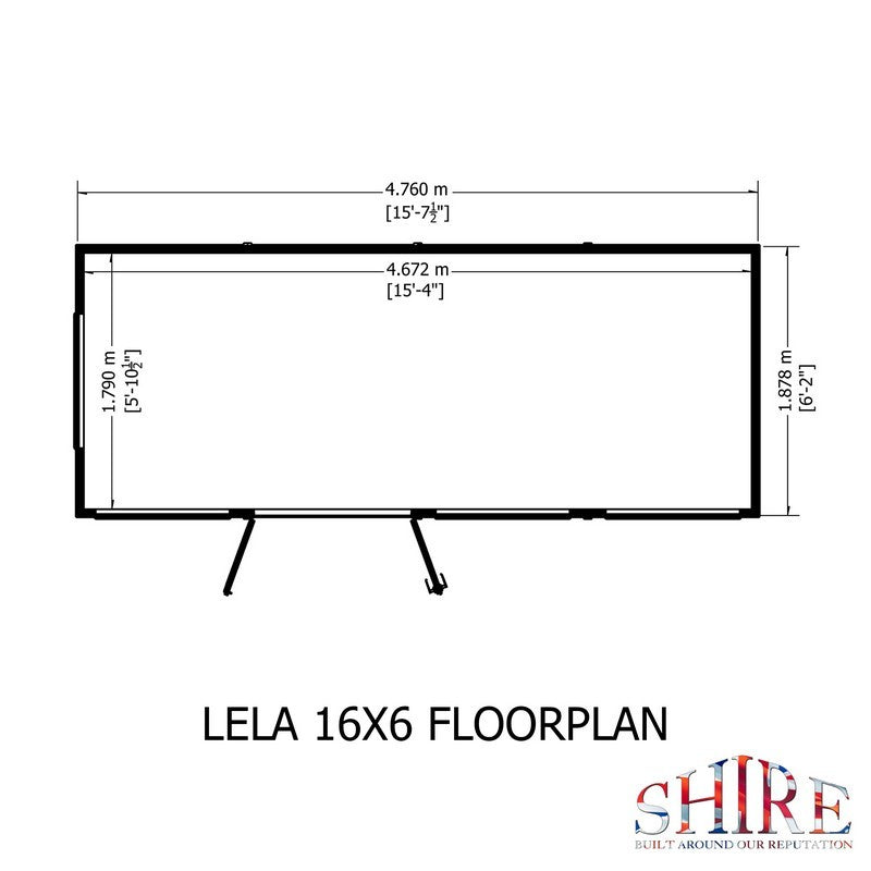 Shire Lela 6' 1" x 15' 7" Pent Summerhouse - Premium Dip Treated Shiplap