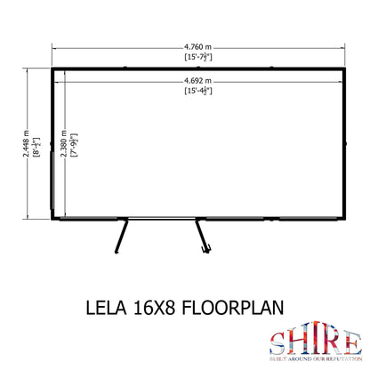 Shire Lela 8' 1" x 15' 7" Pent Summerhouse - Premium Dip Treated Shiplap