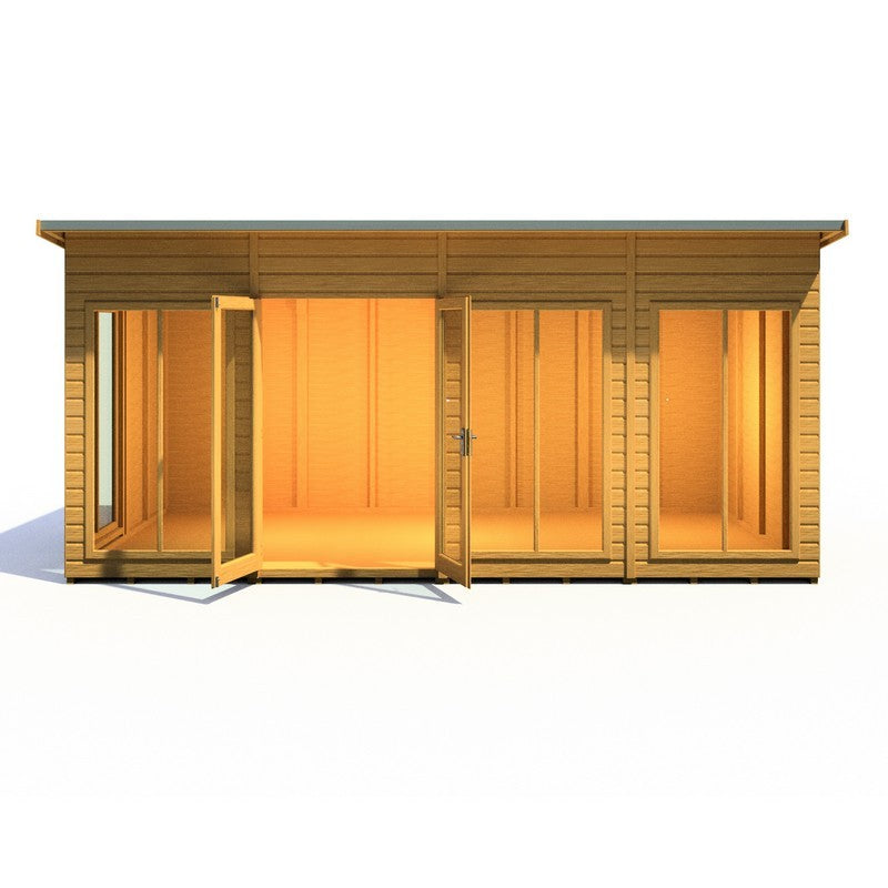 Shire Lela 8' 1" x 15' 7" Pent Summerhouse - Premium Dip Treated Shiplap