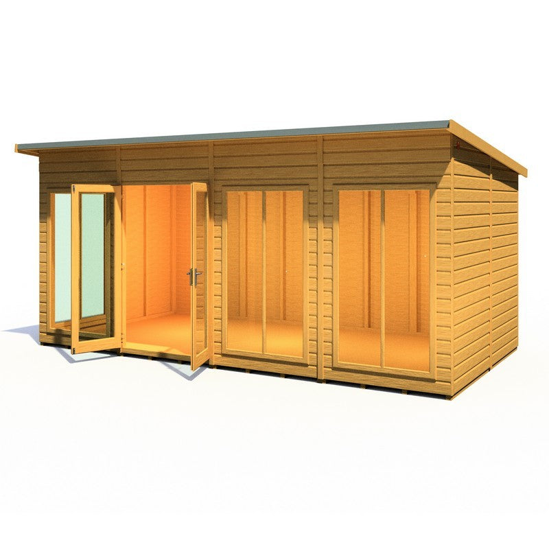 Shire Lela 8' 1" x 15' 7" Pent Summerhouse - Premium Dip Treated Shiplap