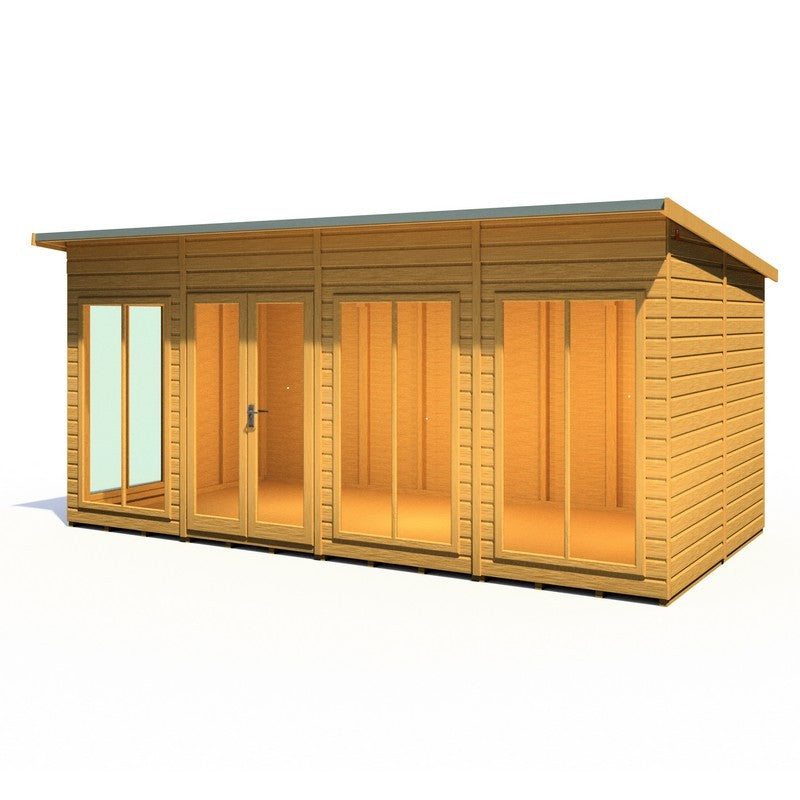 Shire Lela 8' 1" x 15' 7" Pent Summerhouse - Premium Dip Treated Shiplap