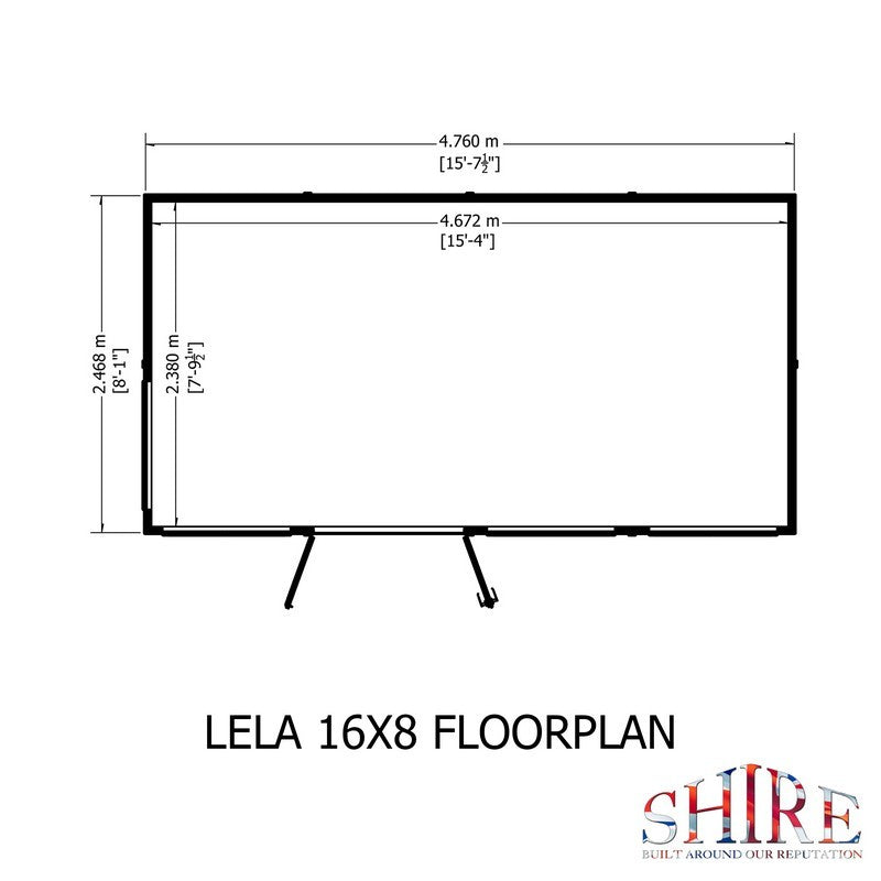 Shire Lela 8' 1" x 15' 7" Pent Summerhouse - Premium Dip Treated Shiplap