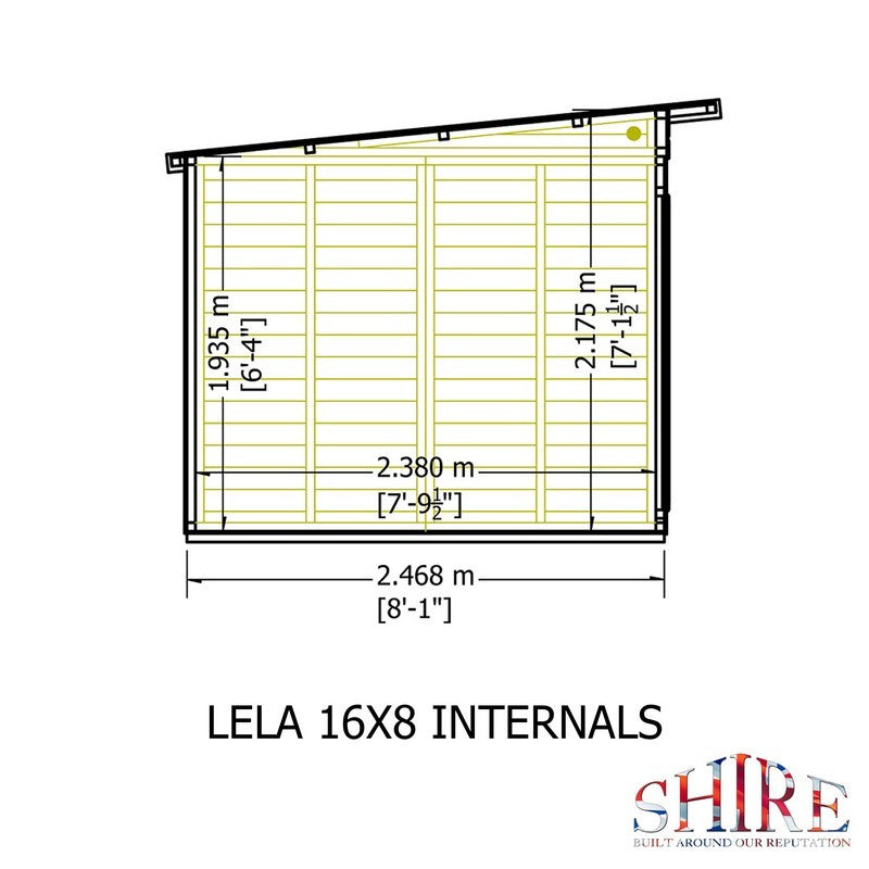 Shire Lela 8' 1" x 15' 7" Pent Summerhouse - Premium Dip Treated Shiplap