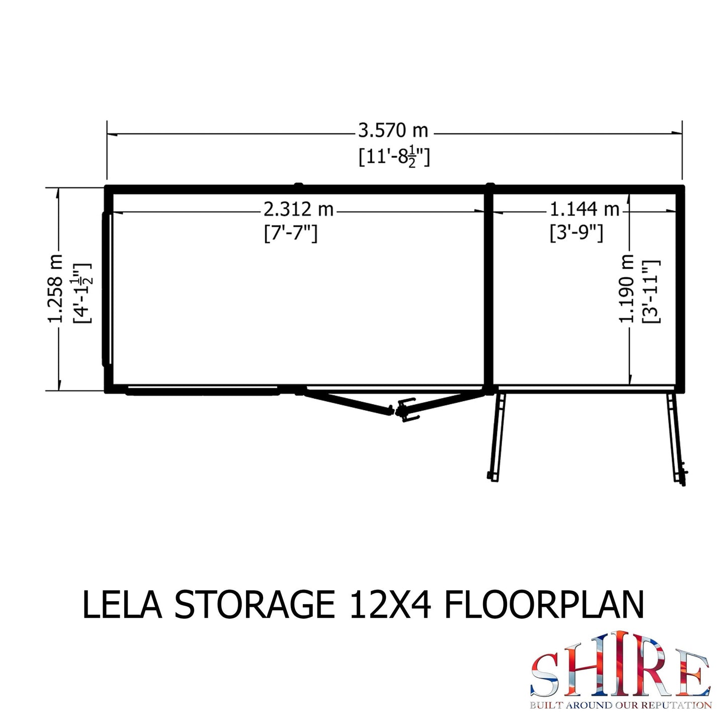 Shire Lela 4' 2" x 11' 8" Pent Summerhouse with Side Shed - Premium Dip Treated Shiplap