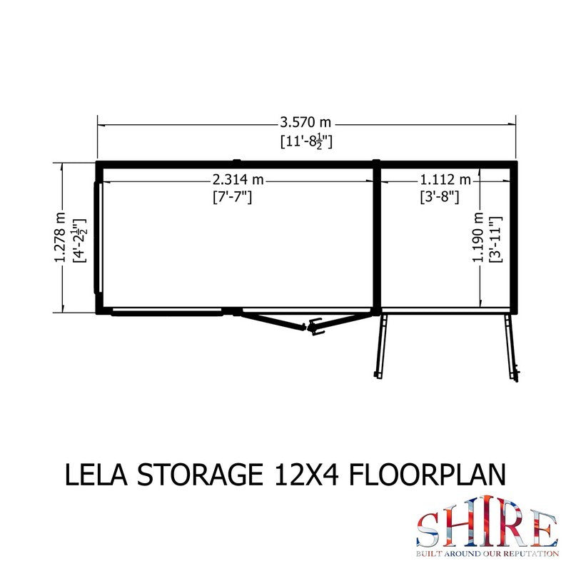 Shire Lela 4' 2" x 11' 8" Pent Summerhouse with Side Shed - Premium Dip Treated Shiplap