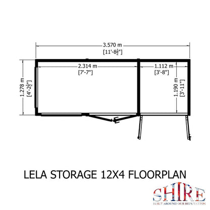 Shire Lela 4' 2" x 11' 8" Pent Summerhouse with Side Shed - Premium Dip Treated Shiplap