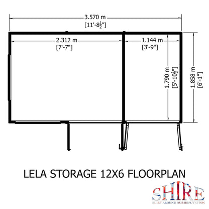 Shire Lela 6' 1" x 11' 8" Pent Summerhouse with Side Shed - Premium Dip Treated Shiplap