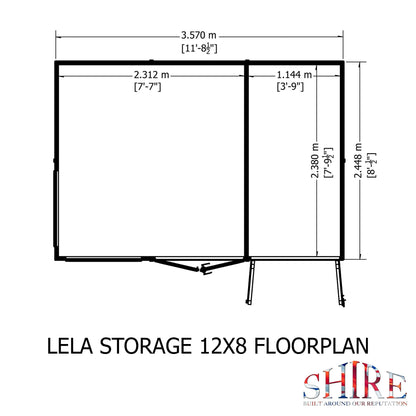 Shire Lela 8' 1" x 11' 8" Pent Summerhouse with Side Shed - Premium Dip Treated Shiplap