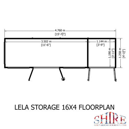 Shire Lela 4' 2" x 15' 7" Pent Summerhouse with Side Shed - Premium Dip Treated Shiplap