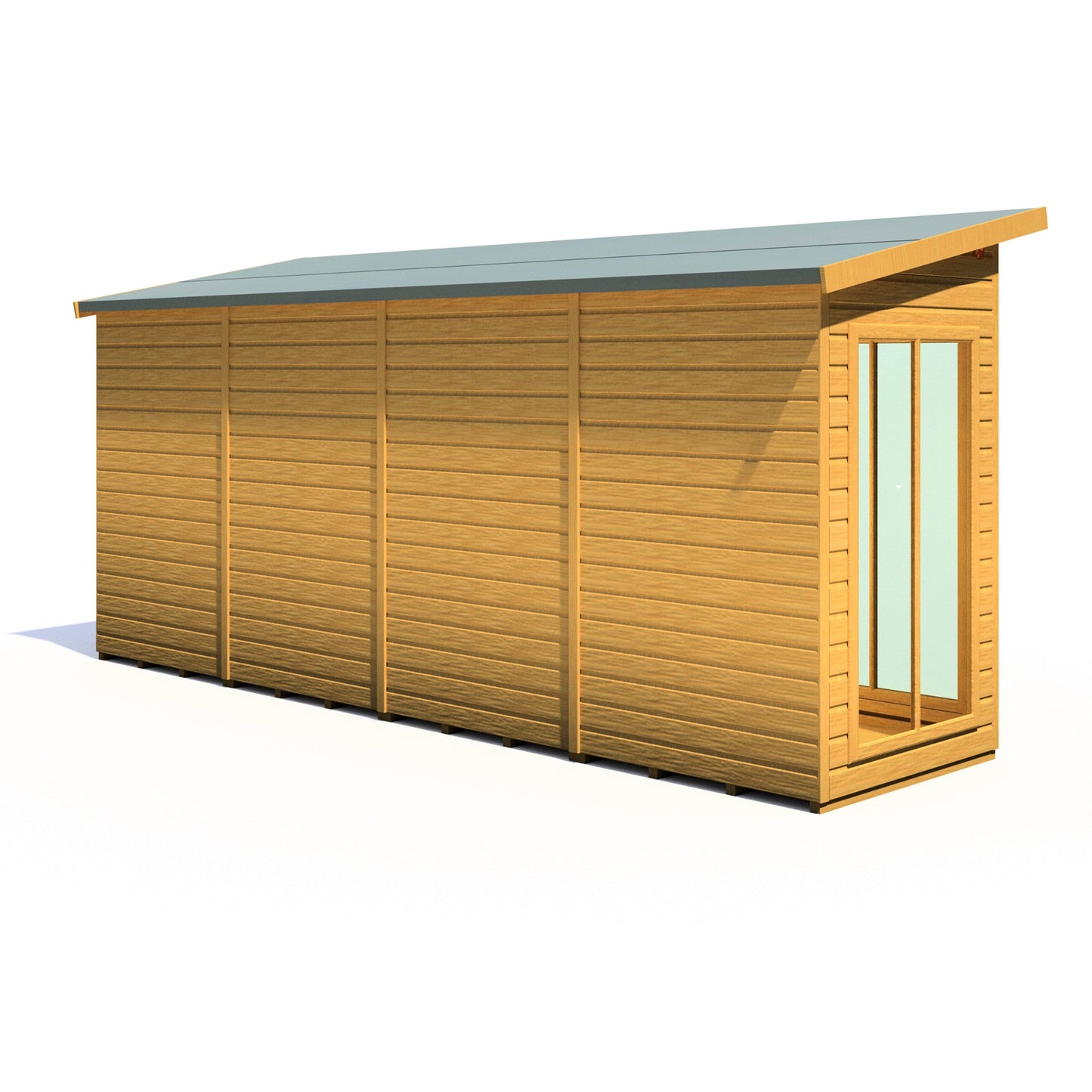 Shire Lela 4' 2" x 15' 7" Pent Summerhouse with Side Shed - Premium Dip Treated Shiplap