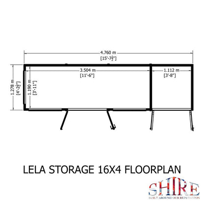 Shire Lela 4' 2" x 15' 7" Pent Summerhouse with Side Shed - Premium Dip Treated Shiplap