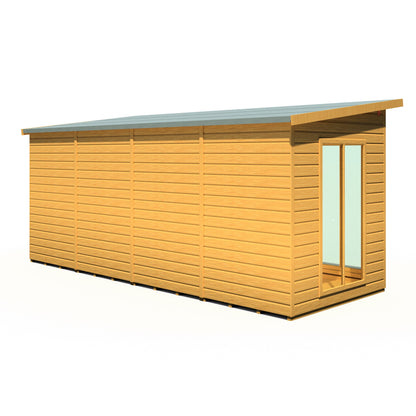 Shire Lela 6' 1" x 15' 7" Pent Summerhouse with Side Shed - Premium Dip Treated Shiplap