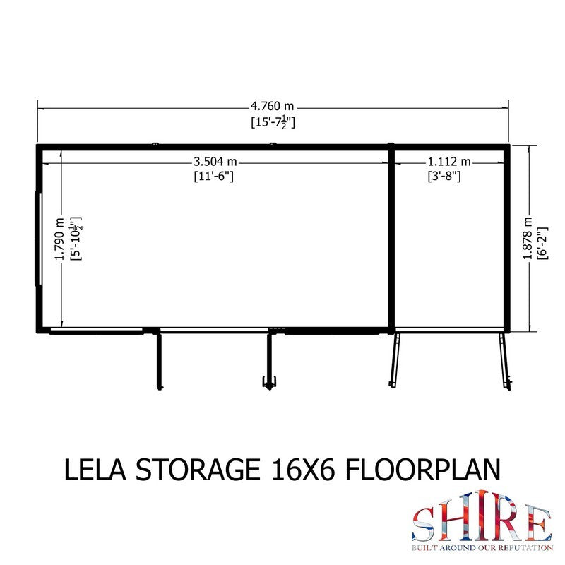 Shire Lela 6' 1" x 15' 7" Pent Summerhouse with Side Shed - Premium Dip Treated Shiplap