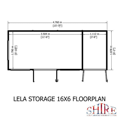 Shire Lela 6' 1" x 15' 7" Pent Summerhouse with Side Shed - Premium Dip Treated Shiplap